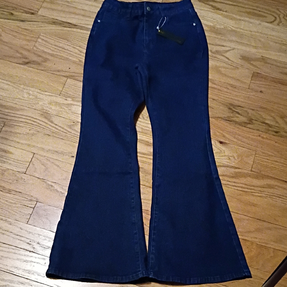 Stylish Dark Blue Flare Jeans Medium